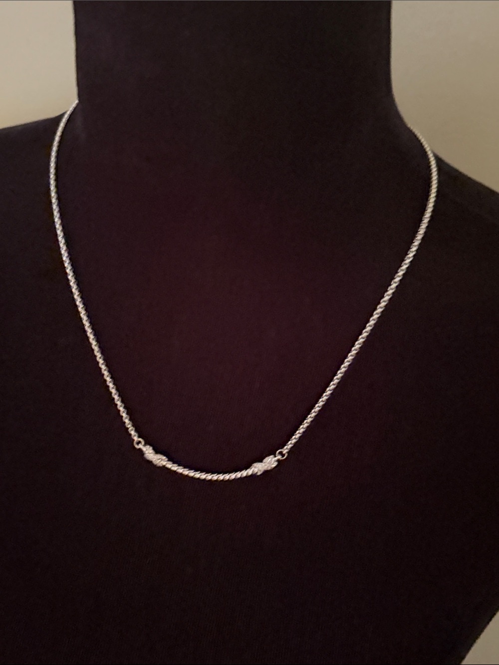 Sterling Silver Rope Bar Necklace - Silver